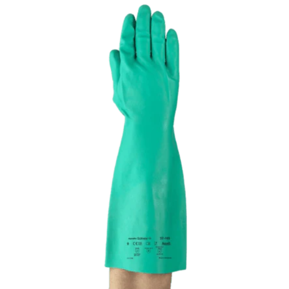 Guante de Caucho de Nitrilo AlphaTec, talla 37-165, Mango Largo, 45 cm, sin forro, CA 12.598