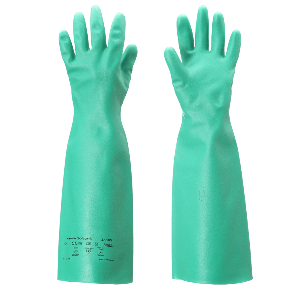 Guante de Caucho de Nitrilo AlphaTec, Talla 37-185, Mango Largo, 46 ​​cm, Sin Forro, CA 12598